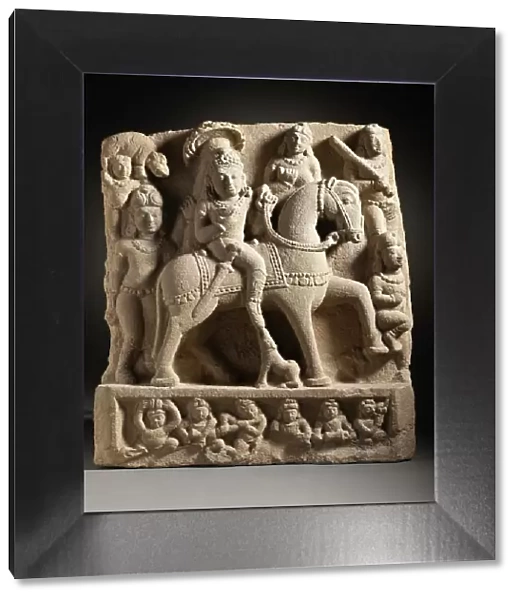 The Hindu God Revanta and Companions, early 7th century. Creator: Unknown