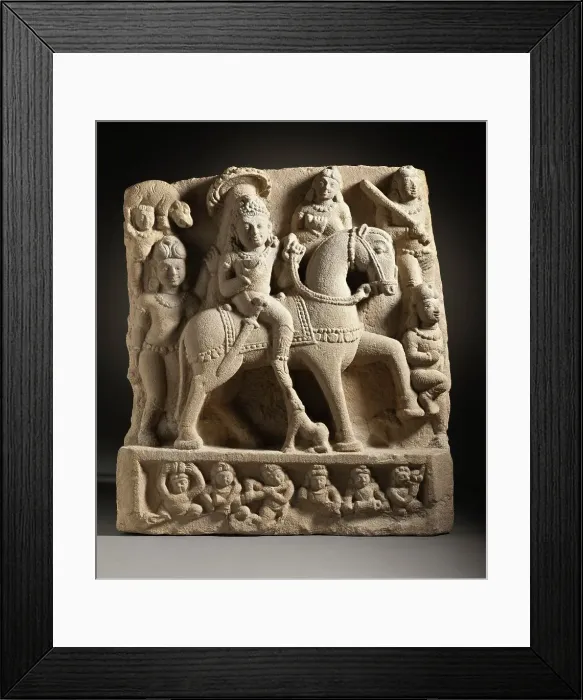 Framed Print : The Hindu God Revanta and Companions, early 7th century. Creator: Unknown Framed Print : The Hindu God Revanta and Companions, early 7th century. Creator: Unknown
