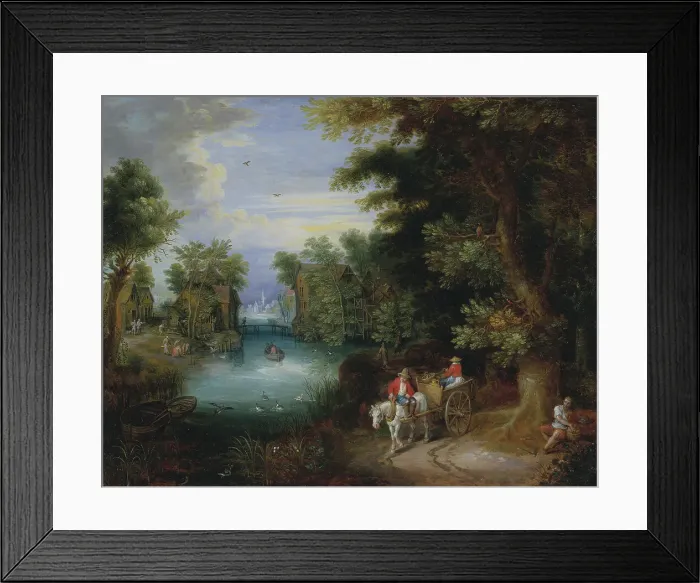 Framed Print : River Landscape with Peasants. Creator: Adriaen van Stalbemt Framed Print : River Landscape with Peasants. Creator: Adriaen van Stalbemt