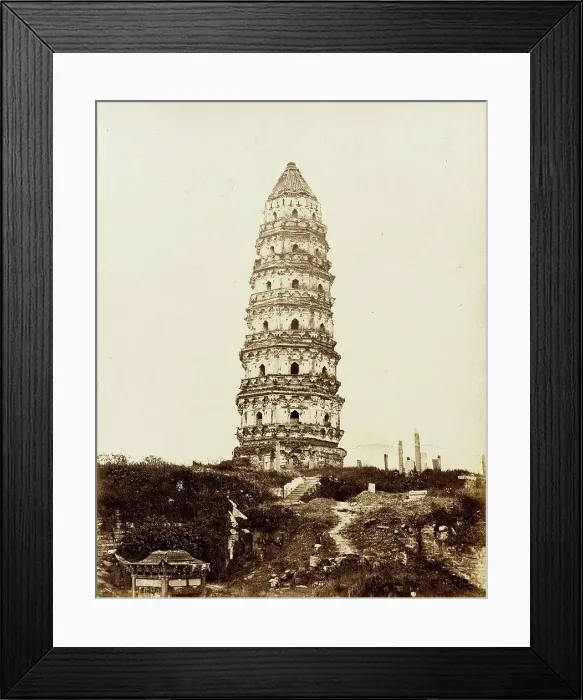 Framed Print : Cantonese Masonry Pagoda, 1860. Creator: Felice Beato Framed Print : Cantonese Masonry Pagoda, 1860. Creator: Felice Beato
