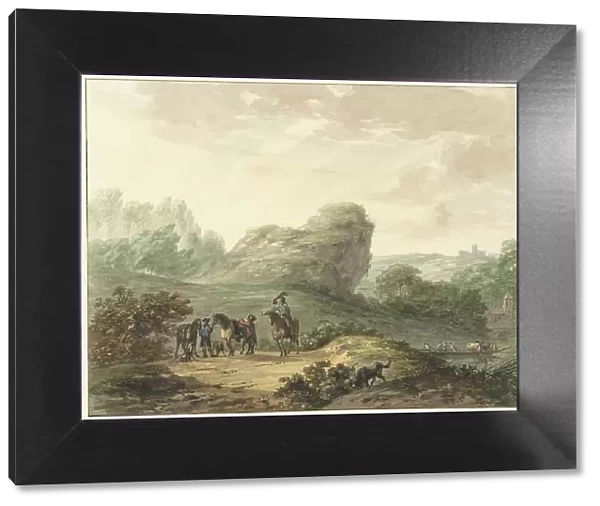 Landscape with horsemen, 1789. Creator: Hermanus Numan
