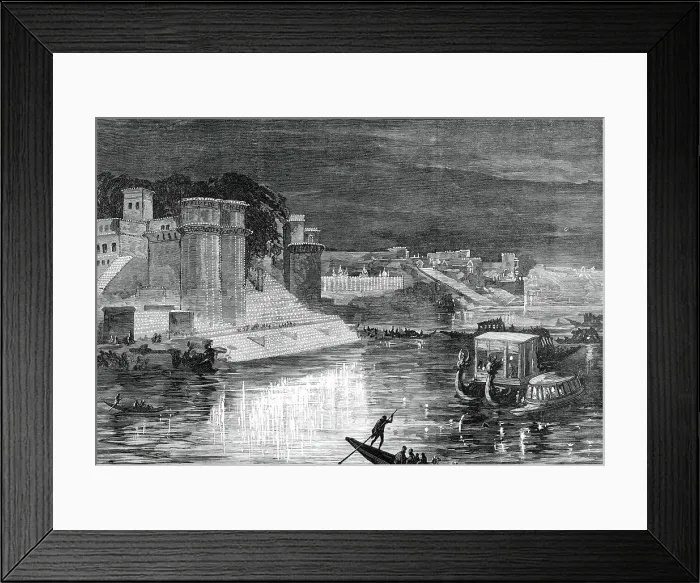 Framed Print : Illuminations at Benares in honour of the Prince of Wales...1876. Creator: Unknown Framed Print : Illuminations at Benares in honour of the Prince of Wales...1876. Creator: Unknown