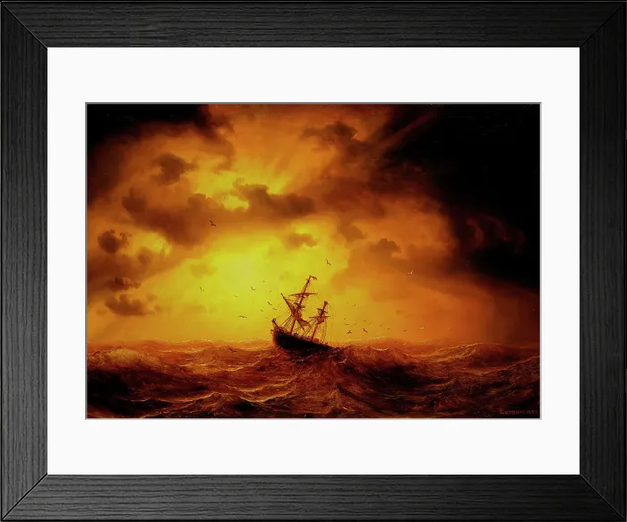 Framed Print : Stormy Sea, 1857. Creator: Markus Larsson Framed Print : Stormy Sea, 1857. Creator: Markus Larsson