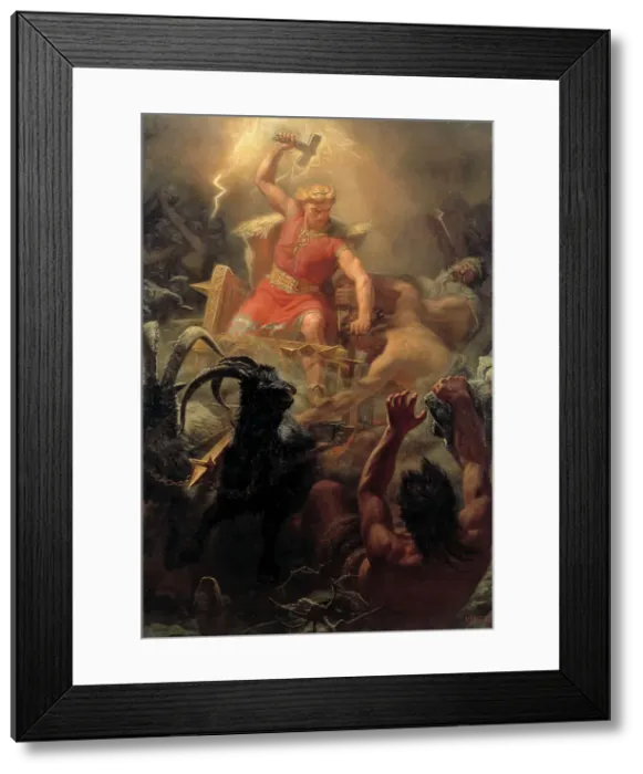 Framed Print : Tor's Fight with the Giants, 1872. Creator: Marten Eskil Winge Framed Print : Tor's Fight with the Giants, 1872. Creator: Marten Eskil Winge