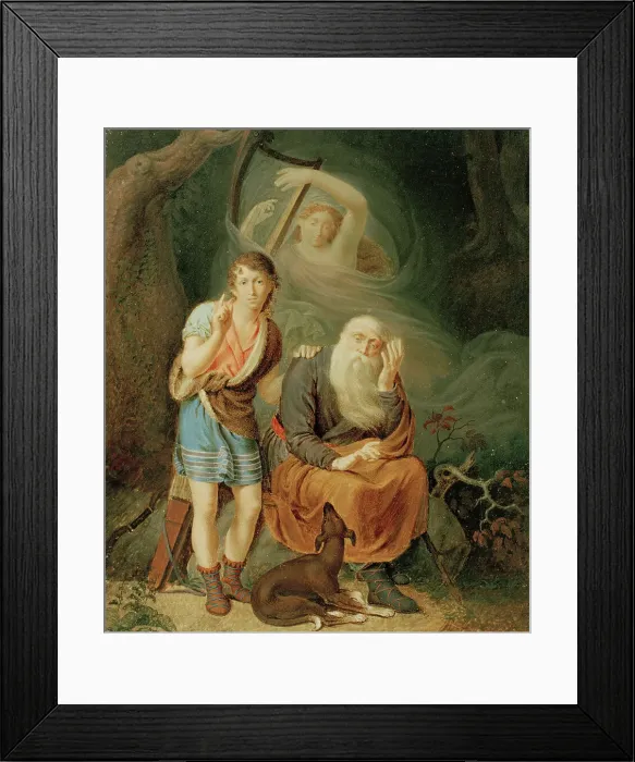 Framed Print : Ossia and the Son of Alphin Listening to the Spirit of Malvin, 19th century. Creator: Carl Ludwig Von Plötz Framed Print : Ossia and the Son of Alphin Listening to the Spirit of Malvin, 19th century. Creator: Carl Ludwig Von Plötz