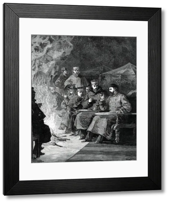 Framed Print : The Prince of Wales in the Terai: the camp fire after dinner...1876. Creator: Unknown Framed Print : The Prince of Wales in the Terai: the camp fire after dinner...1876. Creator: Unknown