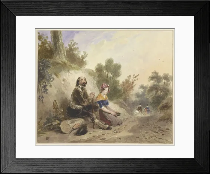 Framed Print : Blind man with girl, begging on the side of a country road, 1803-1861. Creator: Jakob Josef Eeckhout Framed Print : Blind man with girl, begging on the side of a country road, 1803-1861. Creator: Jakob Josef Eeckhout