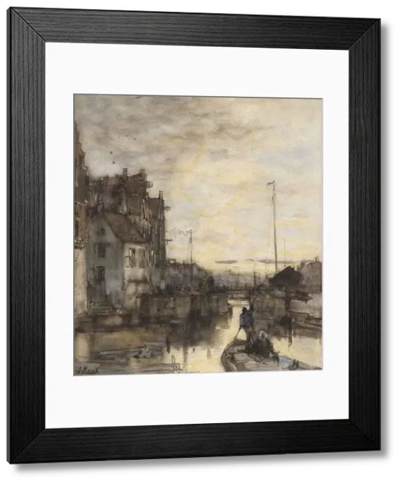 Framed Print : Cityscape at night, 1847-1899. Creator: Jacob Henricus Maris Framed Print : Cityscape at night, 1847-1899. Creator: Jacob Henricus Maris