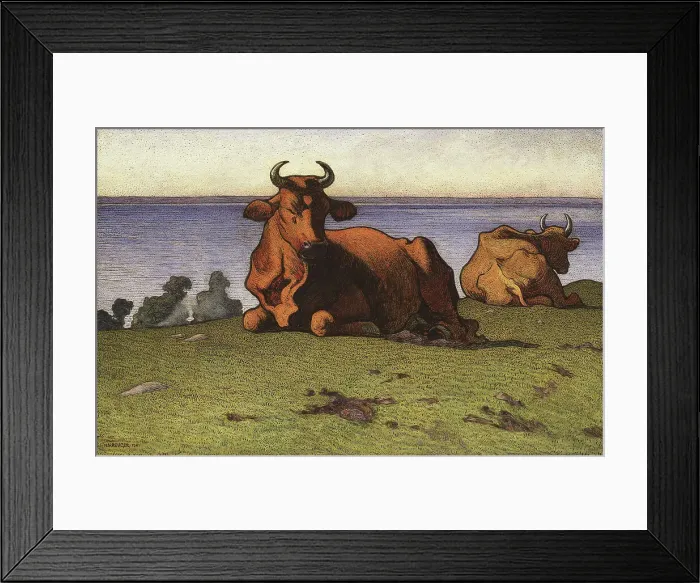 Framed Print : Resting Cows. Motif from Öland, 1901. Creator: Nils Kreuger Framed Print : Resting Cows. Motif from Öland, 1901. Creator: Nils Kreuger