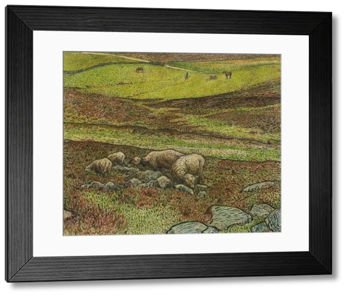 Framed Print : Sheep in a Dell, 1907. Creator: Nils Kreuger Framed Print : Sheep in a Dell, 1907. Creator: Nils Kreuger