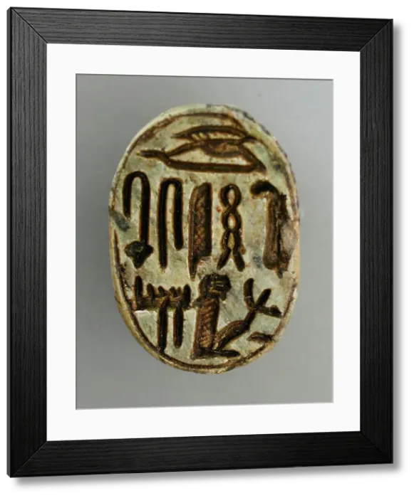 Framed Print : Scarab Inscribed with a Protective Inscription including the Underworld Deity Maahis...1569-711 BCE. Creator: Unknown Framed Print : Scarab Inscribed with a Protective Inscription including the Underworld Deity Maahis...1569-711 BCE. Creator: Unknown
