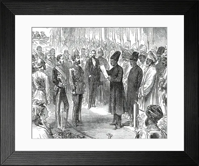 Framed Print : Bombay Parsees with an Address of Welcome to the Prince, 1876. Creator: Unknown Framed Print : Bombay Parsees with an Address of Welcome to the Prince, 1876. Creator: Unknown