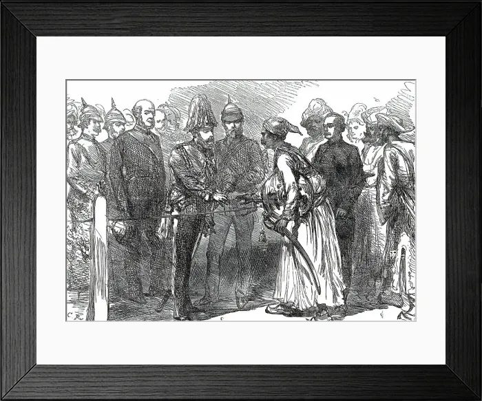 Framed Print : The Prince's Levee at Bombay: Receiving the Maharana of Oudeypore, 1876. Creator: Unknown Framed Print : The Prince's Levee at Bombay: Receiving the Maharana of Oudeypore, 1876. Creator: Unknown