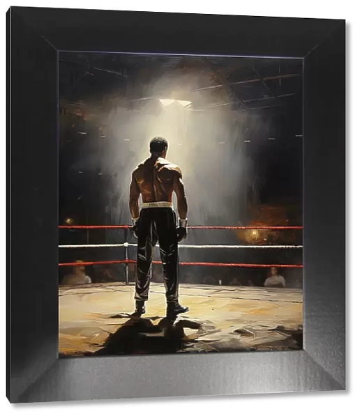 AI IMAGE - Portrait of Muhammad Ali standing in a boxing ring, 1960s, (2023). Creator: Heritage Images