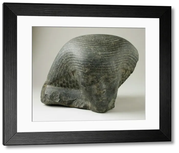 Framed Print : Head of a Man with Fragmentary Inscription, Egypt, 25th - 26th Dynasty (755 - 525 BCE). Creator: Unknown Framed Print : Head of a Man with Fragmentary Inscription, Egypt, 25th - 26th Dynasty (755 - 525 BCE). Creator: Unknown