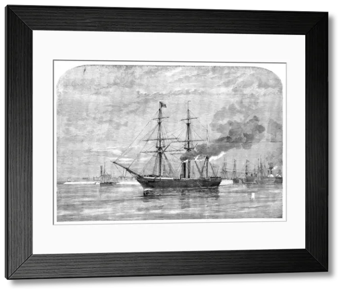 Framed Print : The Cherbourg Fetes - the Pera with Members of the House of Commons, leaving Southampton, 1858. Creator: Unknown. The Cherbourg Fetes - the Pera with Members of the House of Commons, leaving Southampton, 1858. Creator: Unknown Framed Print : The Cherbourg Fetes - the Pera with Members of the House of Commons, leaving Southampton, 1858. Creator: Unknown. The Cherbourg Fetes - the Pera with Members of the House of Commons, leaving Southampton, 1858. Creator: Unknown