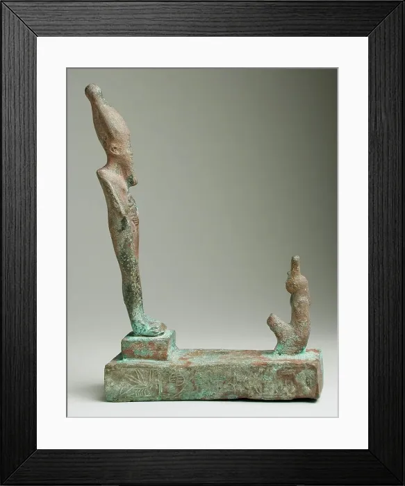 Framed Print : Group Figurine of Osiris Facing a Squatting Goddess (image 1 of 2), 26th-31st Dynasty (664-332 BCE). Creator: Unknown Framed Print : Group Figurine of Osiris Facing a Squatting Goddess (image 1 of 2), 26th-31st Dynasty (664-332 BCE). Creator: Unknown