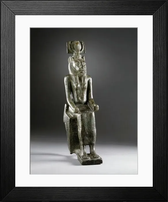 Framed Print : Seated Figurine of Goddess Wadjet, 26th Dynasty (664-525 BCE). Creator: Unknown Framed Print : Seated Figurine of Goddess Wadjet, 26th Dynasty (664-525 BCE). Creator: Unknown