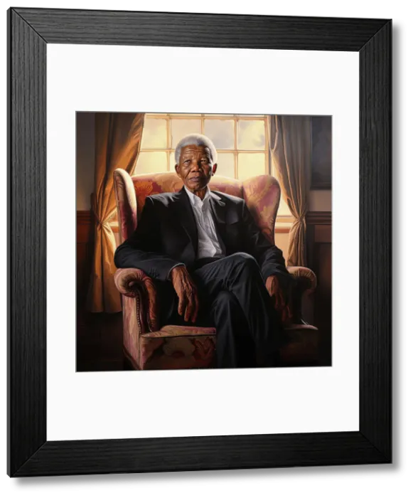 Framed Print : AI IMAGE - Portrait of Nelson Mandela, 2000s, (2023). Creator: Heritage Images Framed Print : AI IMAGE - Portrait of Nelson Mandela, 2000s, (2023). Creator: Heritage Images