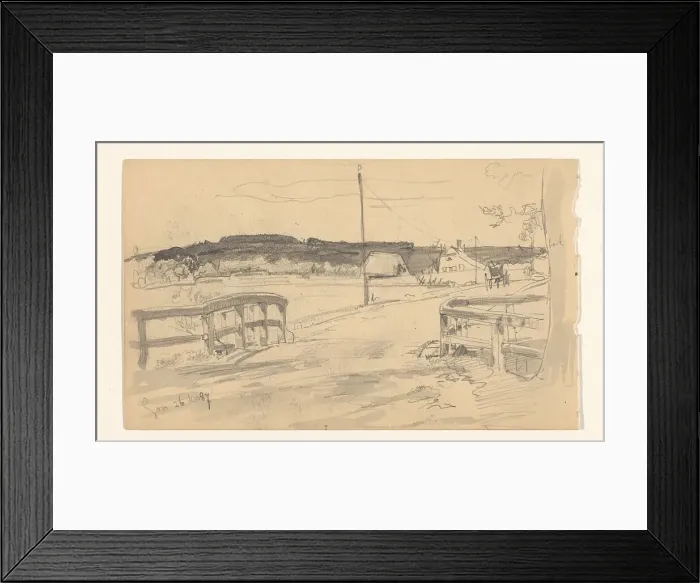 Framed Print : Landscape with bridge and farms near Son, 1887. Creator: Jan Hoynck van Papendrecht Framed Print : Landscape with bridge and farms near Son, 1887. Creator: Jan Hoynck van Papendrecht