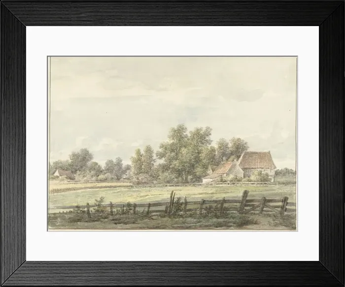 Framed Print : Landscape with farm, 1776-1822. Creator: Jan Hulswit Framed Print : Landscape with farm, 1776-1822. Creator: Jan Hulswit