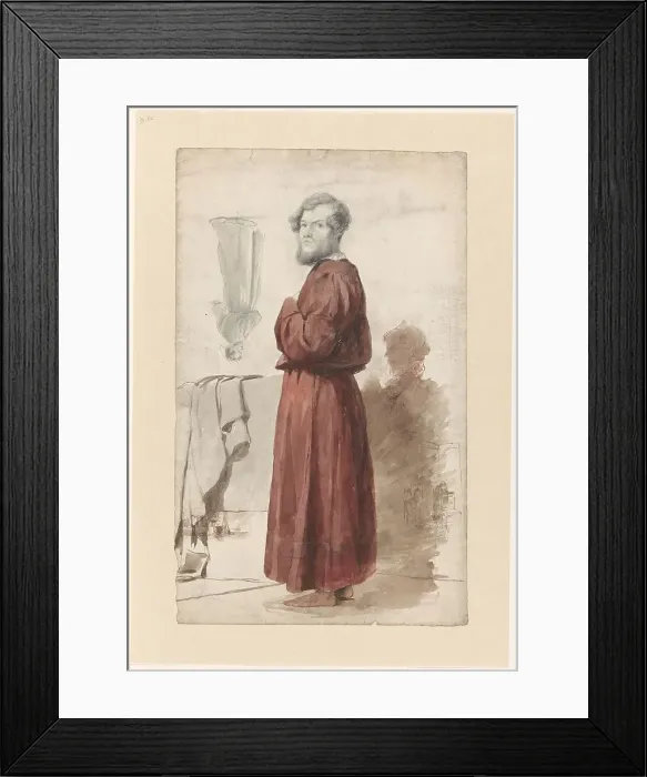 Framed Print : Figure studies with a standing man in a red dressing gown, 1832-1880. Creator: Jan Weissenbruch Framed Print : Figure studies with a standing man in a red dressing gown, 1832-1880. Creator: Jan Weissenbruch