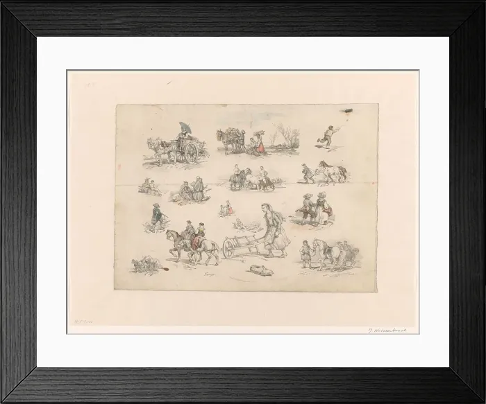 Framed Print : Figure studies with horses and chariots, 1832-1880. Creator: Jan Weissenbruch Framed Print : Figure studies with horses and chariots, 1832-1880. Creator: Jan Weissenbruch