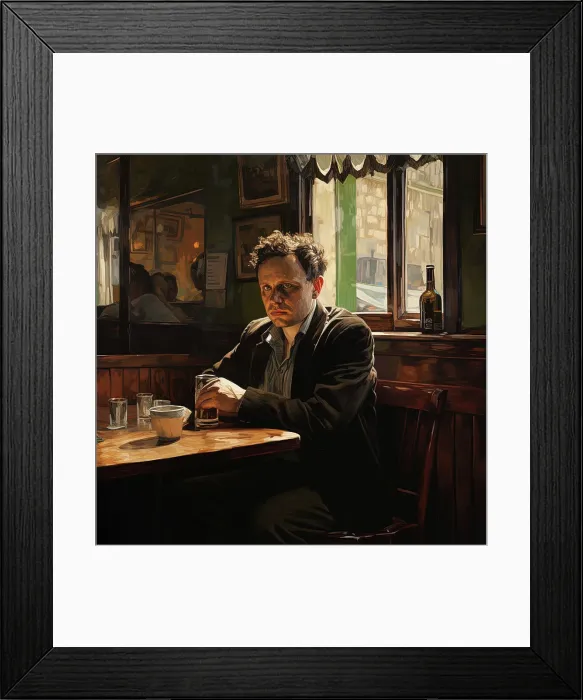 Framed Print : AI IMAGE - Portrait of Dylan Thomas sitting in a pub, 1950s, (2023). Creator: Heritage Images Framed Print : AI IMAGE - Portrait of Dylan Thomas sitting in a pub, 1950s, (2023). Creator: Heritage Images