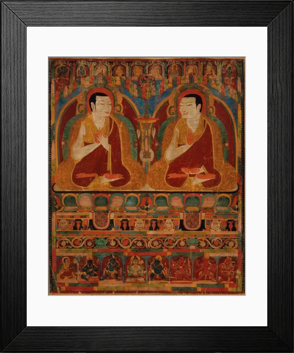 Framed Print : Portrait of Two Taklung Lamas, 13th century. Creator: Anon