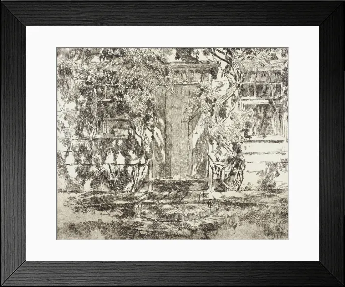 Framed Print : Old Doorway, Easthampton, 1920. Creator: Frederick Childe Hassam Framed Print : Old Doorway, Easthampton, 1920. Creator: Frederick Childe Hassam