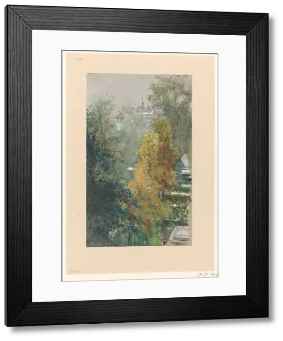 Framed Print : View of trees and buildings, 1919. Creator: Joan Frans Berg Framed Print : View of trees and buildings, 1919. Creator: Joan Frans Berg