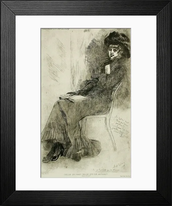 Framed Print : Celle qui fait Celle qui lit Musset, 1879. Creator: Félicien Rops