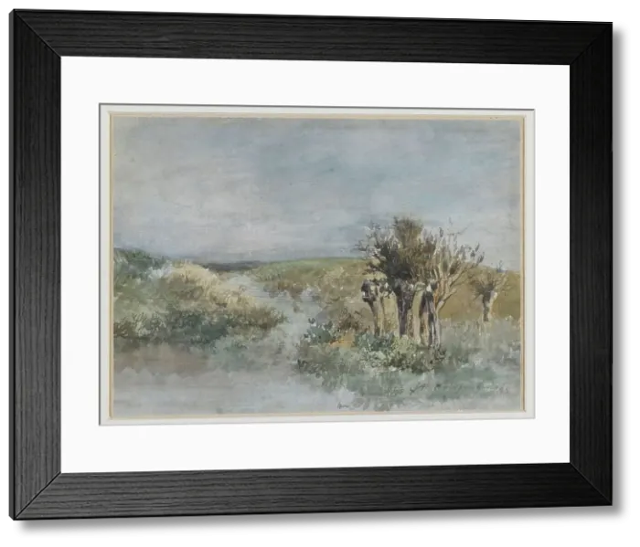 Framed Print : Landscape with pollard willows along a ditch, 1834-1903. Creator: Jan Hendrik Weissenbruch