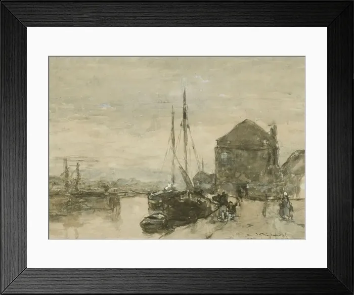 Framed Print : View of Turfmarkt and Eendjespoort in Haarlem, after 1865. Creator: Jan Hendrik Weissenbruch