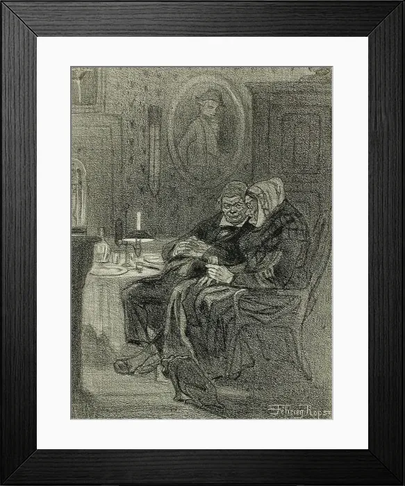 Framed Print : Les Derniers Flamands, 1858. Creator: Félicien Rops Framed Print : Les Derniers Flamands, 1858. Creator: Félicien Rops