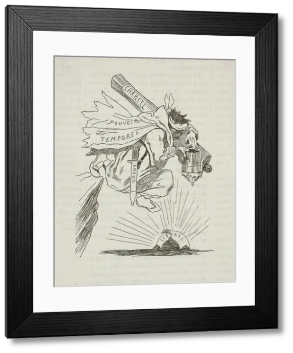 Framed Print : Le Saut du Pape, 1857. Creator: Félicien Rops Framed Print : Le Saut du Pape, 1857. Creator: Félicien Rops