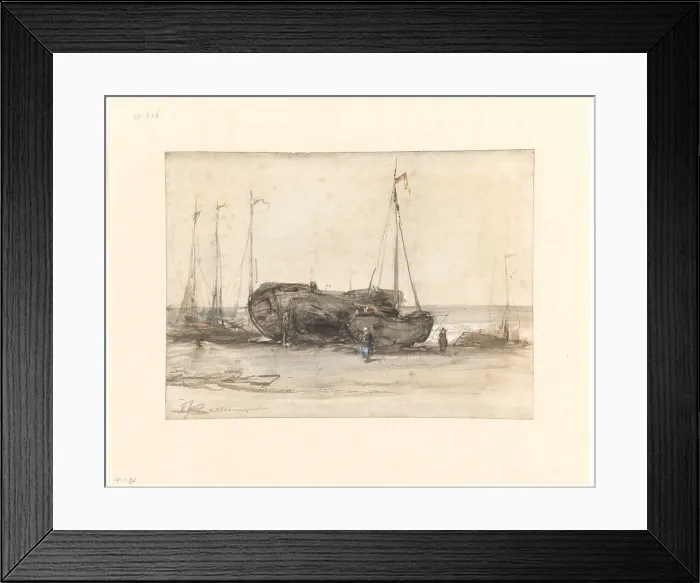 Framed Print : Fishing boats on the beach of Scheveningen, 1873. Creator: Johannes Bosboom Framed Print : Fishing boats on the beach of Scheveningen, 1873. Creator: Johannes Bosboom