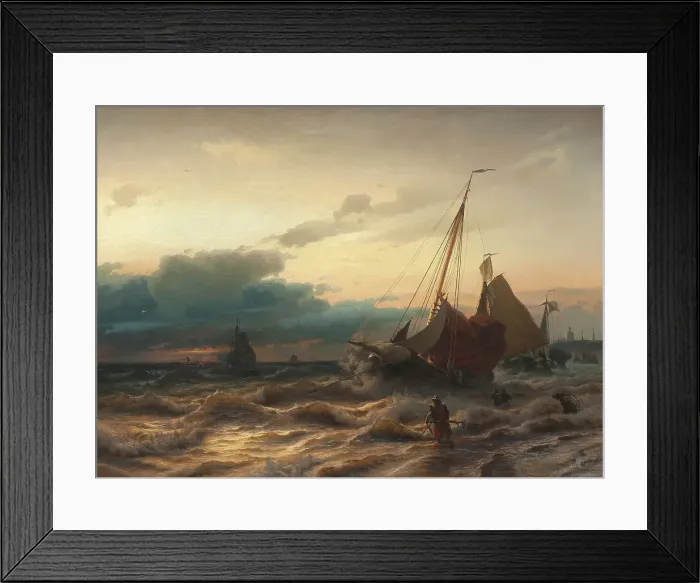 Framed Print : Storm off the Dutch Coast. Scene from Scheveningen, 1865. Creator: Albert Berg Framed Print : Storm off the Dutch Coast. Scene from Scheveningen, 1865. Creator: Albert Berg