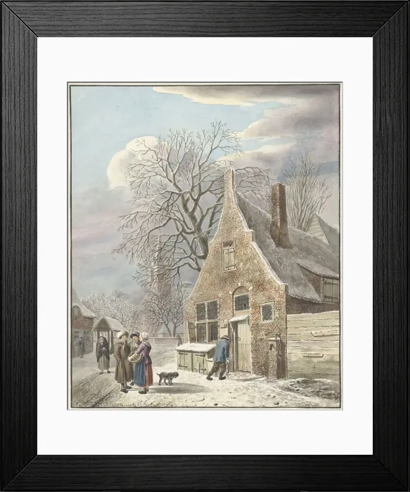 Framed Print : Village under snow, 1773-1823. Creator: Johannes Christiaan Janson Framed Print : Village under snow, 1773-1823. Creator: Johannes Christiaan Janson