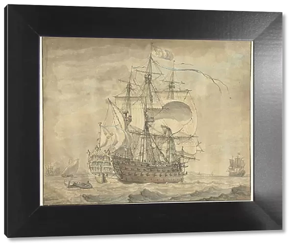 A French three-deck warship under full sail, 1770. Creator: Johannes Swertner