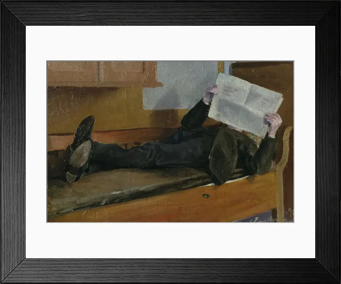 Framed Print : The Artist's Father, Reading a Newspaper, 1892. Creator: Albert Engstrom Framed Print : The Artist's Father, Reading a Newspaper, 1892. Creator: Albert Engstrom
