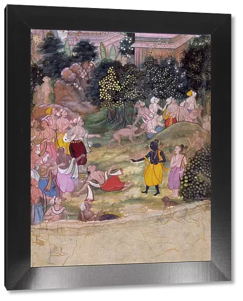 Rama Chastises the Dying Vali, Folio from a Ramayana (Adventures of Rama), c1595. Creator: Unknown
