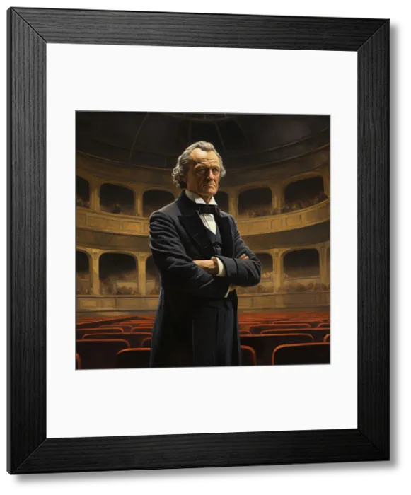 Framed Print : AI IMAGE - Portrait of Richard Wagner standing in a concert hall, late 19th century, (2023). Creator: Heritage Images Framed Print : AI IMAGE - Portrait of Richard Wagner standing in a concert hall, late 19th century, (2023). Creator: Heritage Images