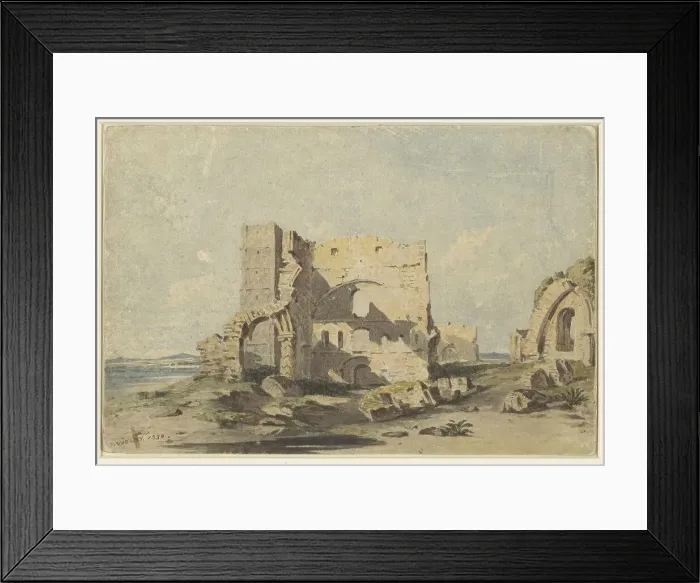 Framed Print : Lindisfarne Abbey on Holy Island, Northumberland, 1830. Creator: John Varley I Framed Print : Lindisfarne Abbey on Holy Island, Northumberland, 1830. Creator: John Varley I