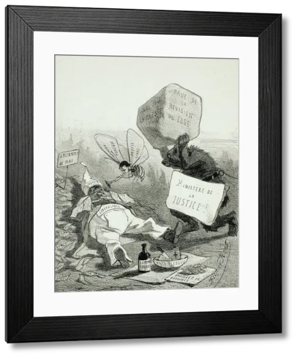 Framed Print : La Comédie politique, 1859. Creator: Félicien Rops Framed Print : La Comédie politique, 1859. Creator: Félicien Rops