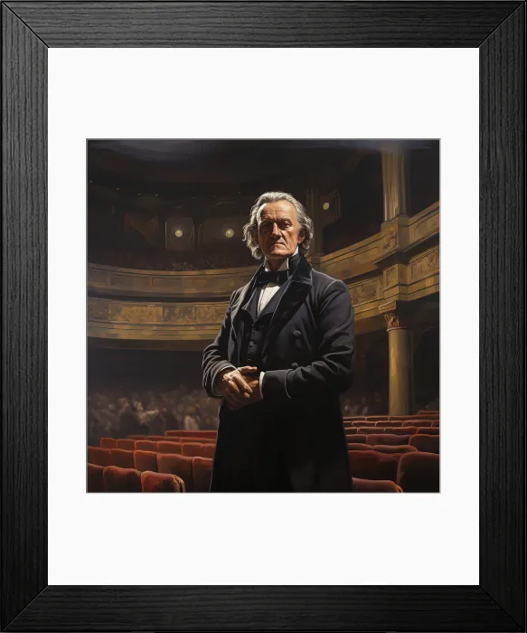 Framed Print : AI IMAGE - Portrait of Richard Wagner standing in a concert hall, late 19th century, (2023). Creator: Heritage Images Framed Print : AI IMAGE - Portrait of Richard Wagner standing in a concert hall, late 19th century, (2023). Creator: Heritage Images