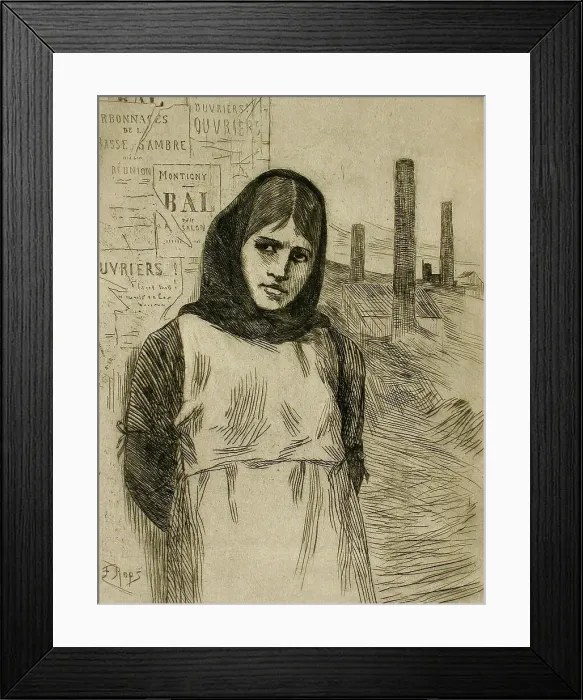Framed Print : La Grève - small plate, c1875. Creator: Félicien Rops Framed Print : La Grève - small plate, c1875. Creator: Félicien Rops