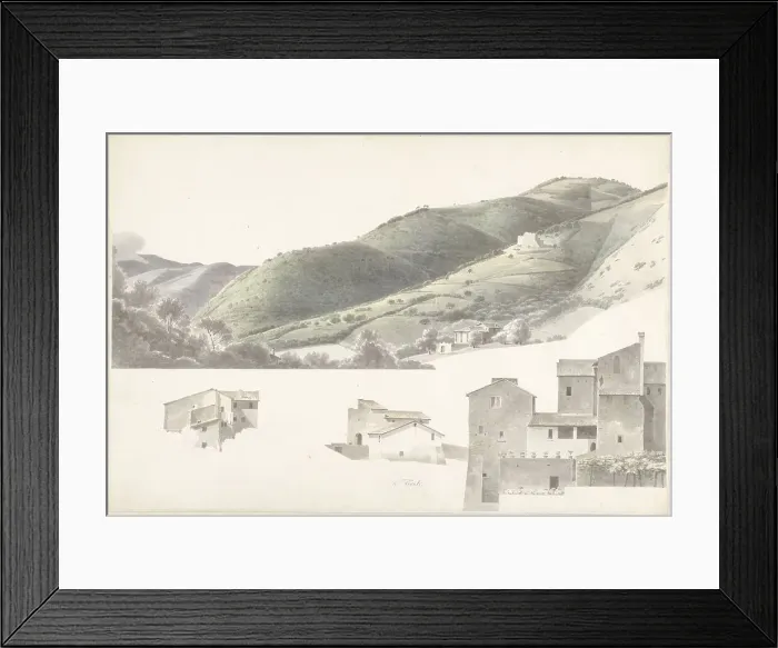 Framed Print : Landscape and some houses near Tivoli, 1787-1847. Creator: Josephus Augustus Knip Framed Print : Landscape and some houses near Tivoli, 1787-1847. Creator: Josephus Augustus Knip