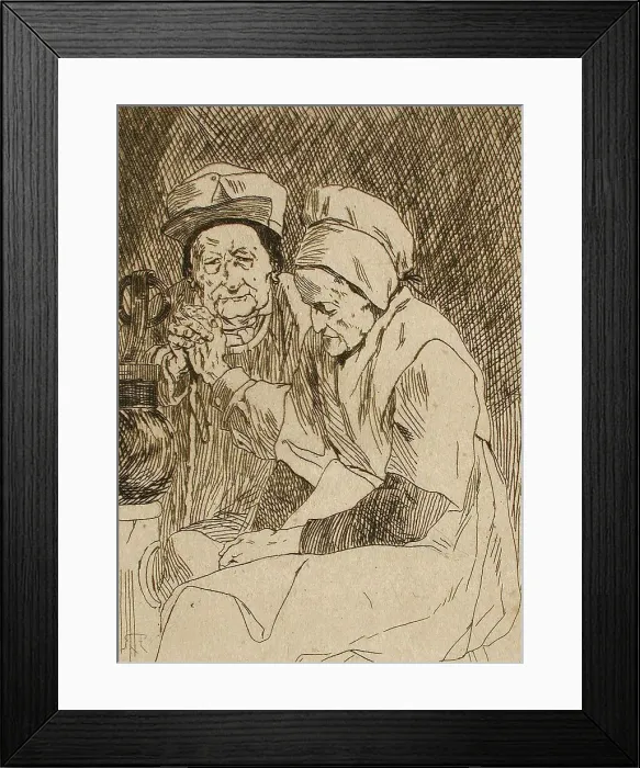 Framed Print : L'Oncle Claes et la tante Johanna, 1875. Creator: Félicien Rops Framed Print : L'Oncle Claes et la tante Johanna, 1875. Creator: Félicien Rops