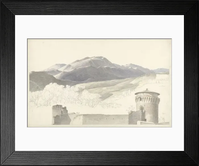 Framed Print : Landscape at Subiaco and building in Rome, 1787-1847. Creator: Josephus Augustus Knip Framed Print : Landscape at Subiaco and building in Rome, 1787-1847. Creator: Josephus Augustus Knip